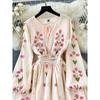 Long Sleeves Positioning Print Swing Slimming Retro Dress