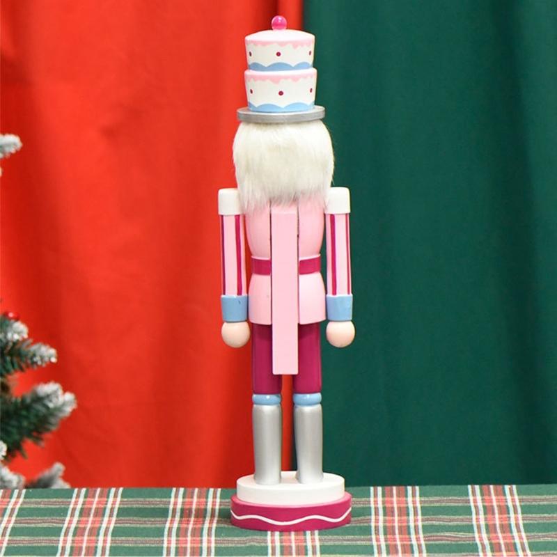Classical Wood Cake Hat Nutcrackers Soldier 38cm Holiday Decorative Figurine for Mantle and Table Centerpieces Decors