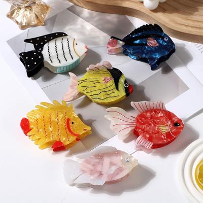 Cartoon Fish Shape Fish Hair Clip Acetate Animal Hair Claw Fashion Acetate Shark Clip  Party Wear