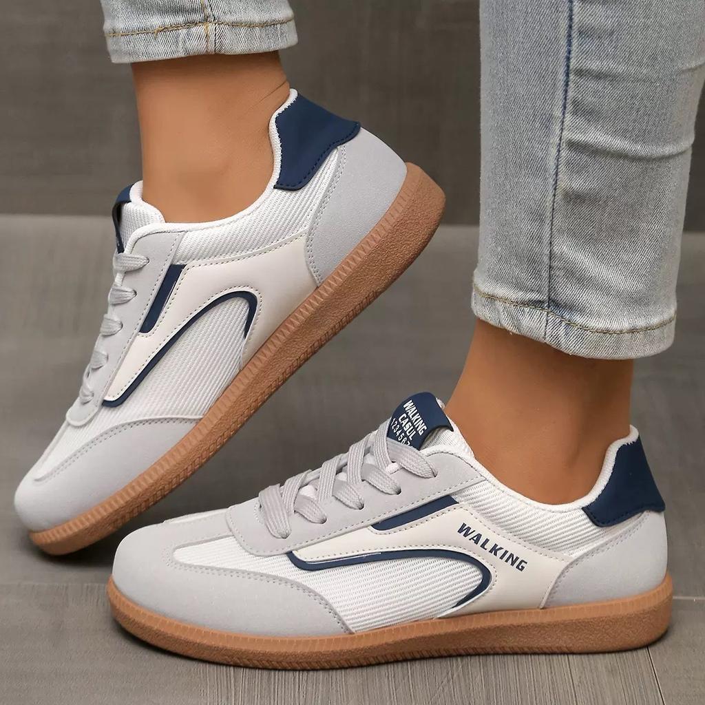 30 Color Women's Plus Size German Training Shoes Sports Shoes, Retro Color Blocked Flat Sole Shoes for Women