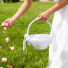 Multi Purpose White Decorative Basket For Flower Girls Lightweight Fabric And Portable Handheld Basket Decoration