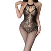 Sexy underwear women's hot neck halter hollowed out tight fishing net open onesie pure desire sultry 