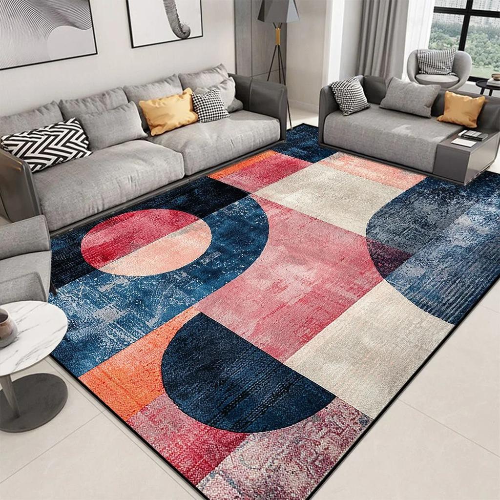 Geometric Large Area Rug – Modern Luxury Carpet for Living Room Sofa Bedroom, Non-Slip Washable Floor Mat