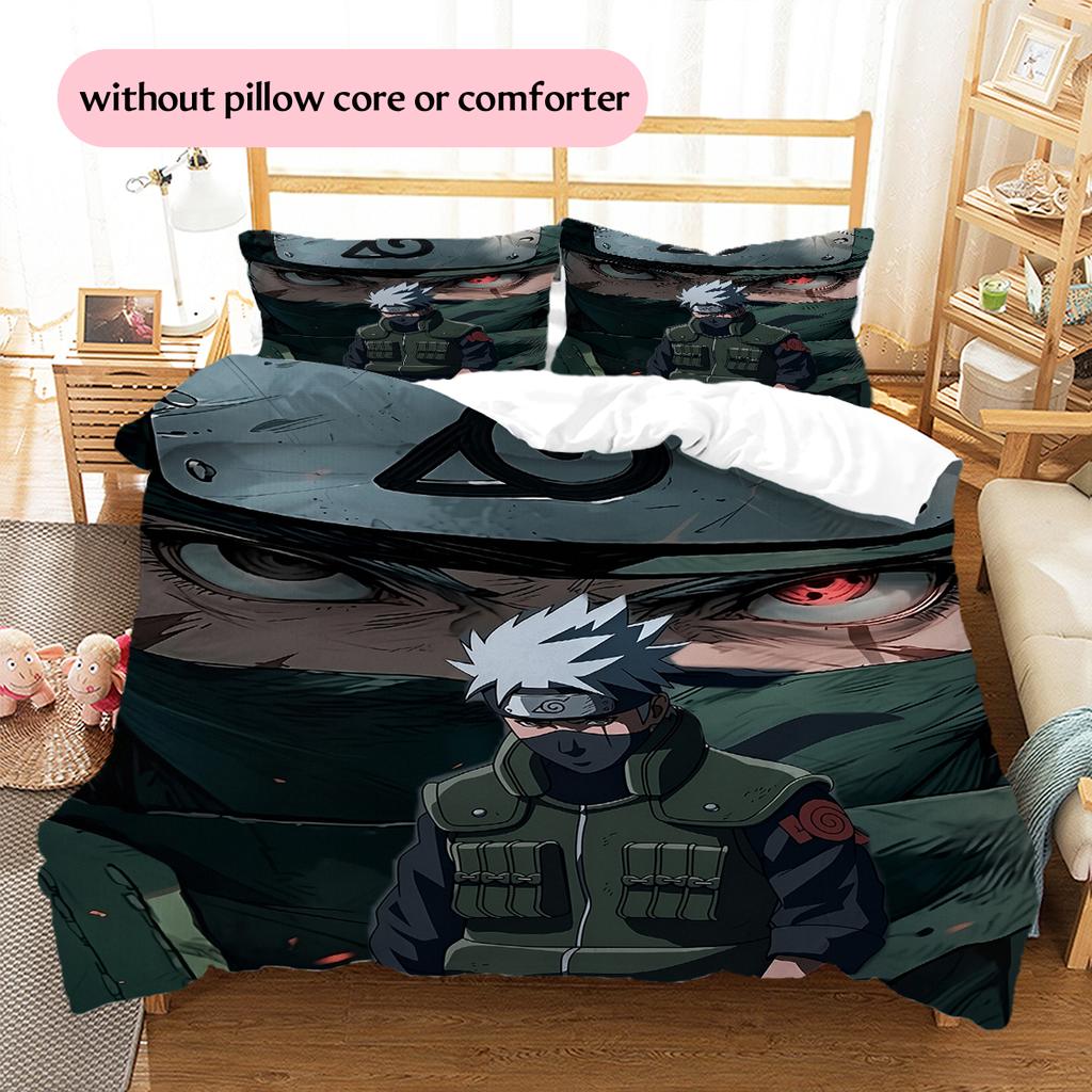 Hatake Kakashi Anime Pattern Bedding Home Decoration Birthday Gift (1 * duvet cover + 2 * pillowcase, without core)