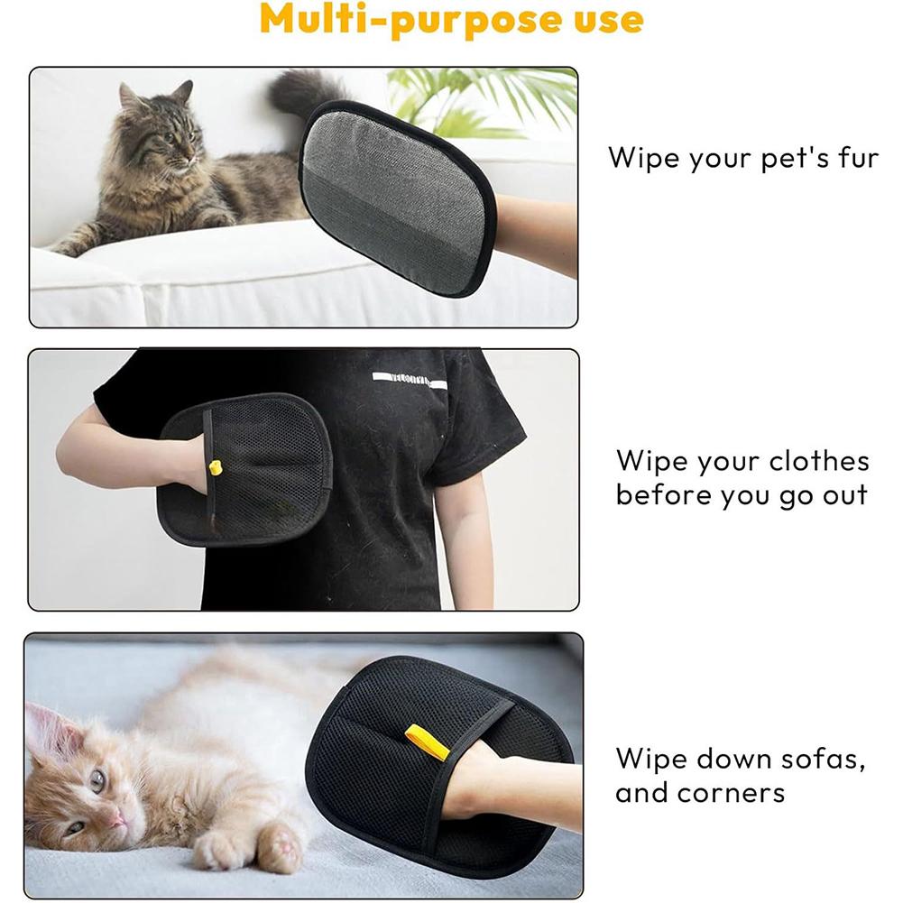 1-10Pcs Pet Grooming Gloves Reliable Pet Hair Remover Mitt Pet Hair Black Remover Gloves Double-Sided Brush Gloves Dog Supplies