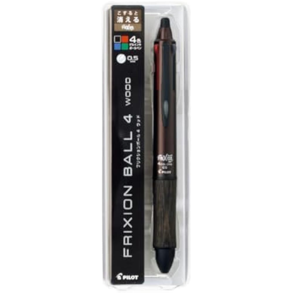 PILOT LKFB3SEFBN Multicolored Frixion Ball 4 Wood 0.5mm Brown Ballpoint Pen