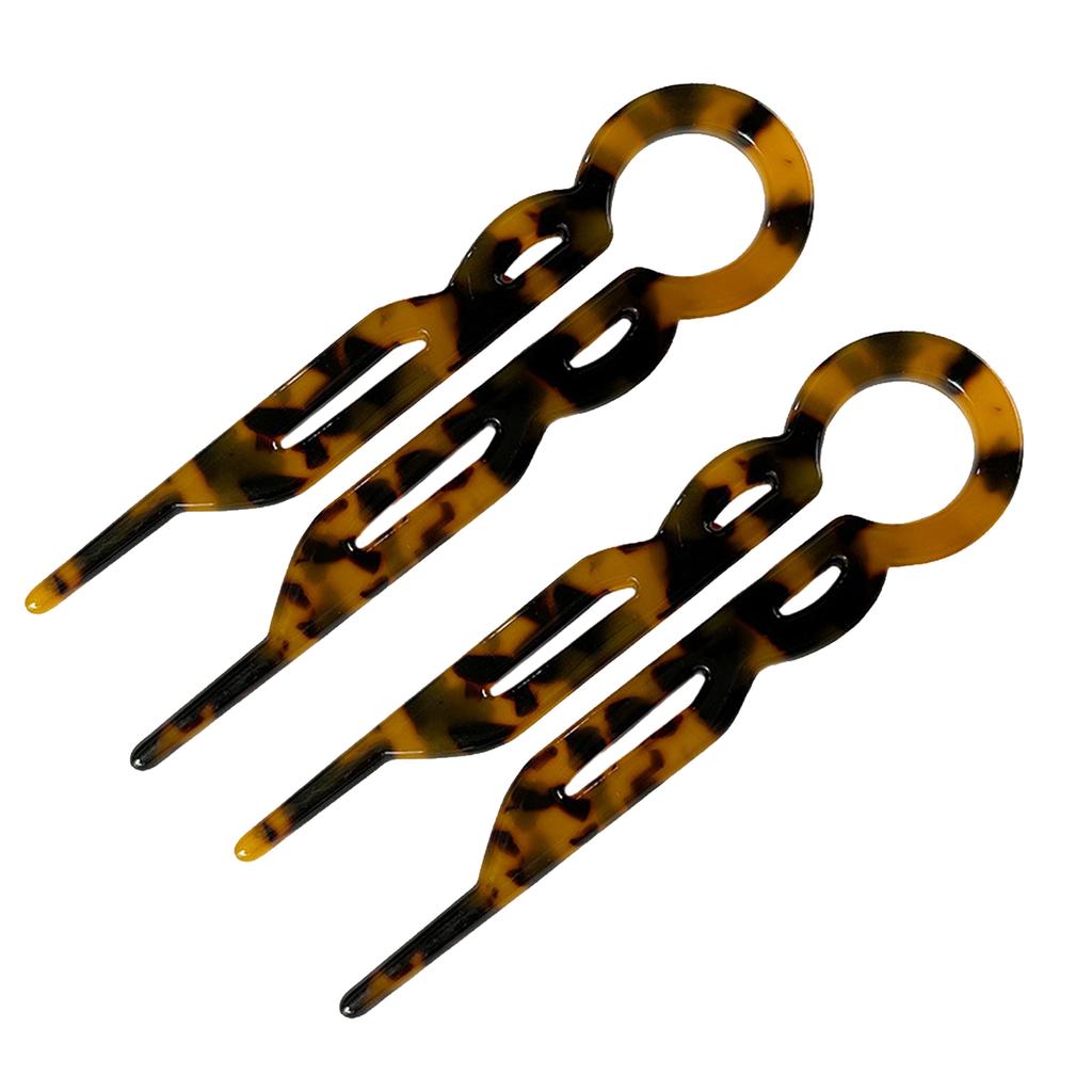 2PCS U-Shaped Hair Fork Fashion Hairpin Acetate Meatball Head Hairclip Fshion Design Bun Sweet Hair Styling Tools for Women Girl