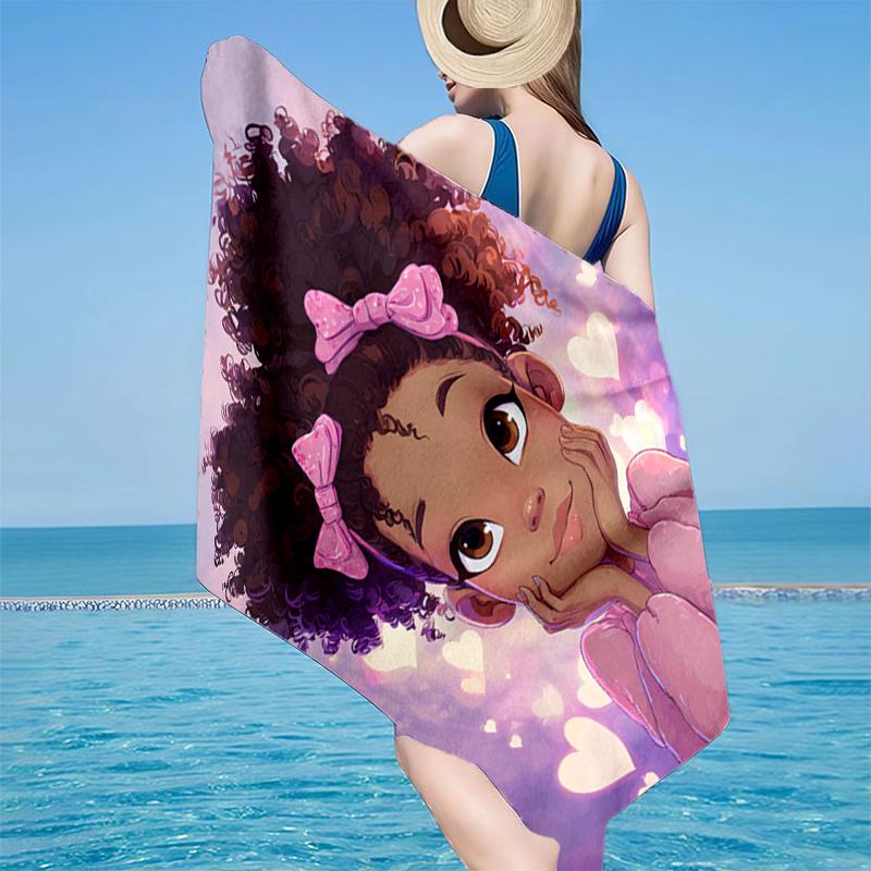 Zwarte Prinses Magische Feest Strandlaken, Super Zacht Microvezel, Cadeau voor Haar/Hem, Verjaardag, voor Zwembad, Strand, Reizen, Huisdecoratie Fan cadeaus