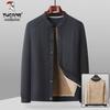 Woodpecker Men's Winter Velvet-Lined Cotton Jacket for Middle-Aged and Elderly
