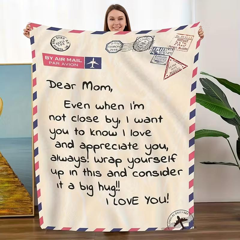 Cozy Flannel Envelope Blanket for Mom Love Message Reversible Design AllSeason Comfort Valentines Day and More Blanket