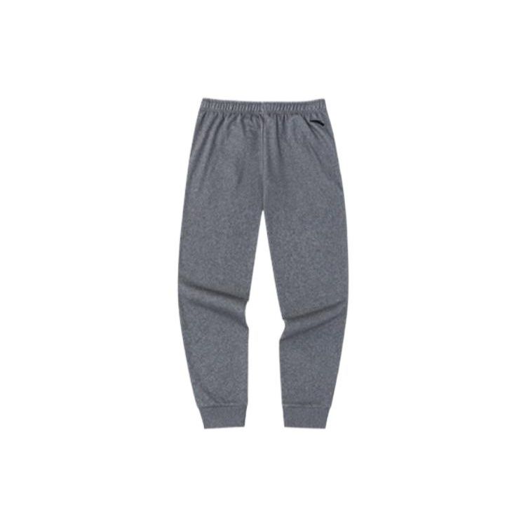 Anta Solid Color Print Letter Fleece-Lined Sports Pants Men Bottoms Grey 152241329N-2