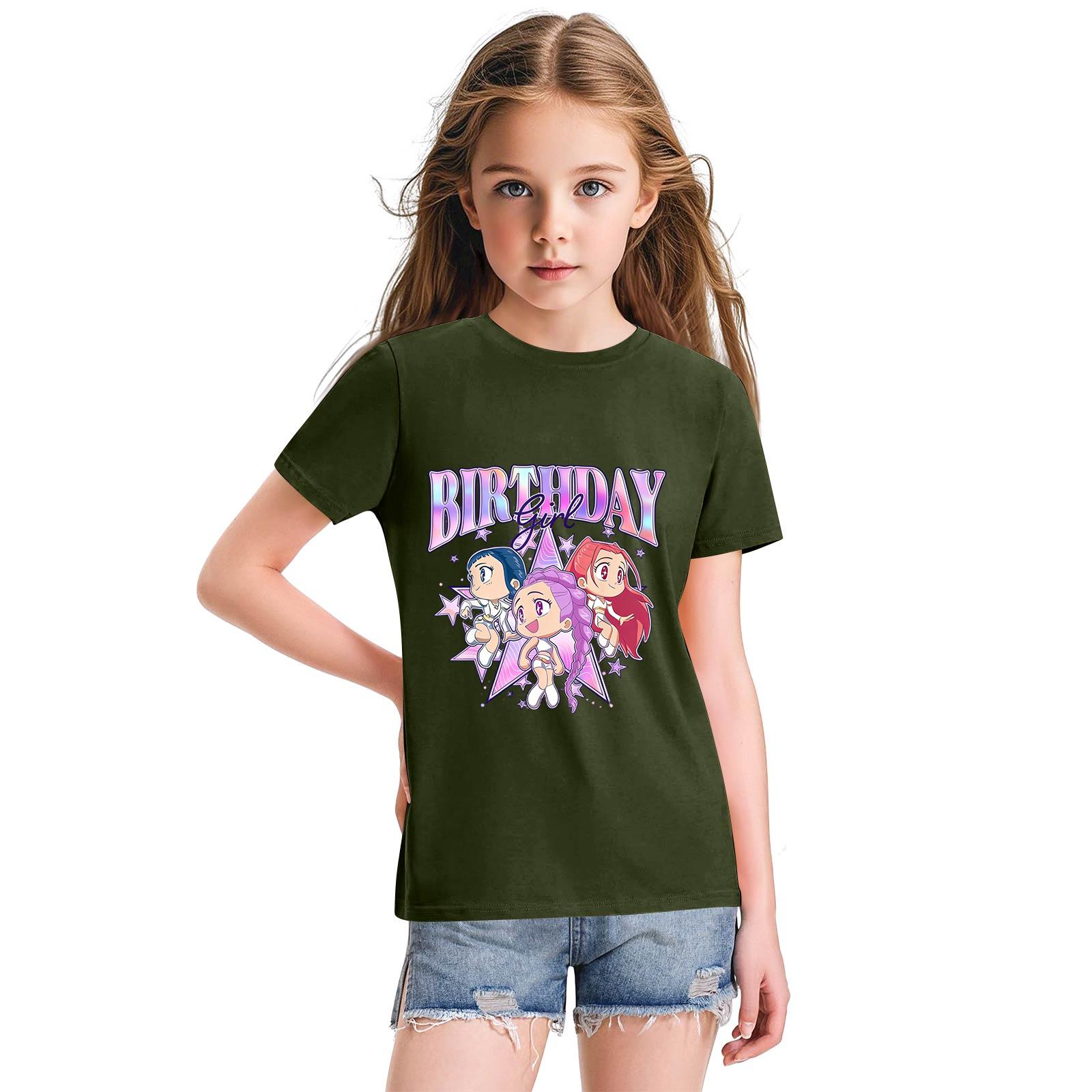 

Children s Short Sleeve Tops Casual Print T-Shirt Round Neck Pullover Blouse 100 армия зеленый
