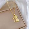 Black-Eyed Cat Zircon Light Luxury Temperament Gorgeous Full Diamond Necklace Female Versatile Collarbone Chain Titanium Steel Chain