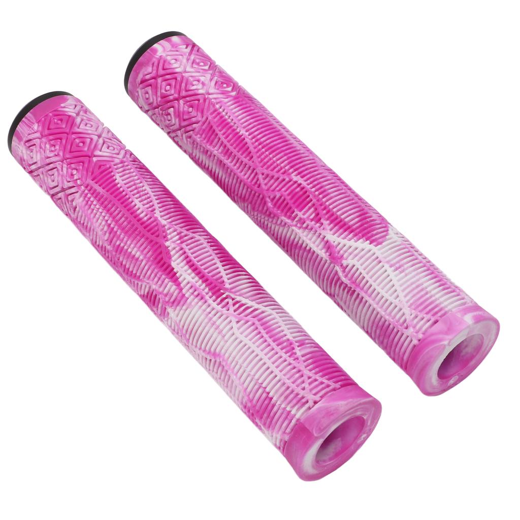 MTB Bicycle Grip 22.2mm TPE Rubber Handlebar Cover Soft Antislip Handle Grip with Lock Bar EndPink