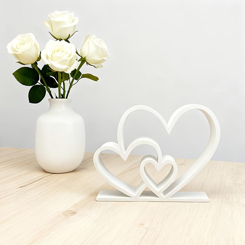 Stylish White Heart Art Sculpture, Contemporary Desktop Decor, Perfect Romantic Valentine Gift for Modern Home Interior