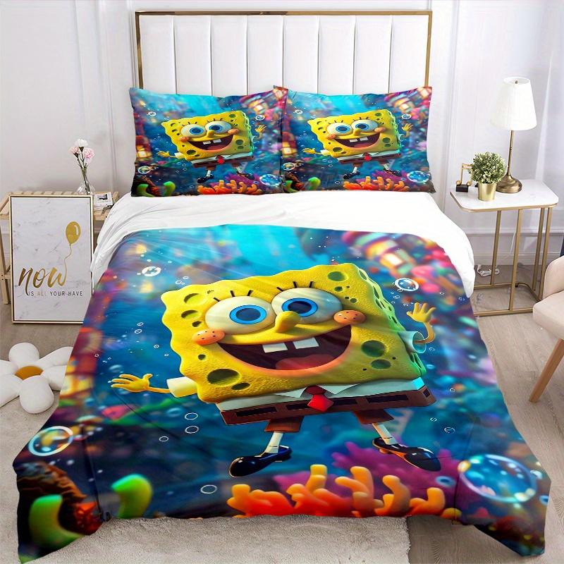 

3pcs Undersea SpongeBob SquarePants Quilt Set - Soft and Comfortable Bedroom, Guest Room and Dorm Decor Bedding Set 1 Quilt Cover + 2 Pillow 260x240cm