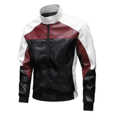 Amerikansk Motorsykkel Baseballuniform Vask Lærjakke Menn Vår og Høst Høst Krage Bred