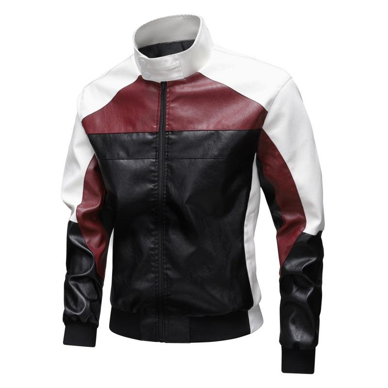 American Motorcycle Baseball Uniform Washing Leather Jacket Men's Spring and Autumn Autumn Lapel Wide