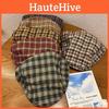 Retro Grid Trendy Print Newsboy Cap Windproof Warm Features Streetwear Casual