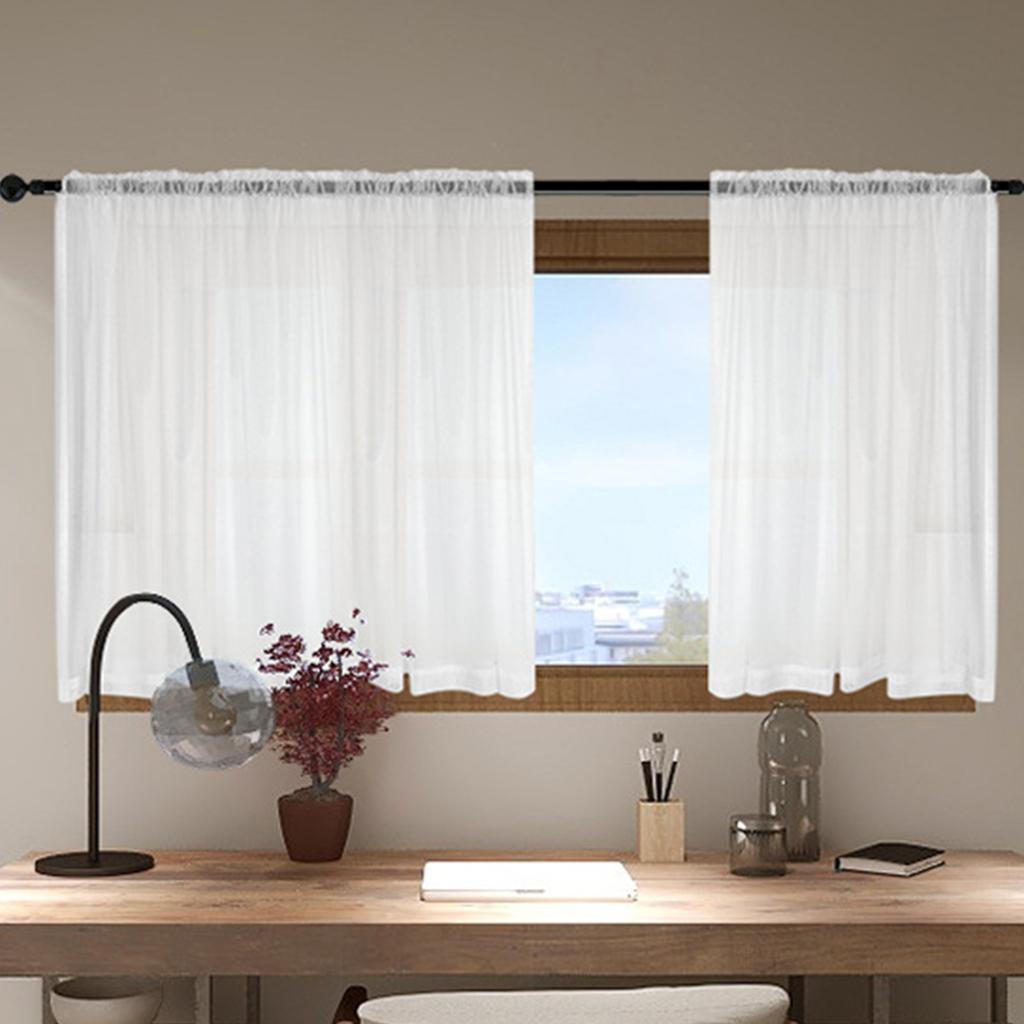 Sheer White Polyester Window Curtains for Light Privacy Protective Home Decoration