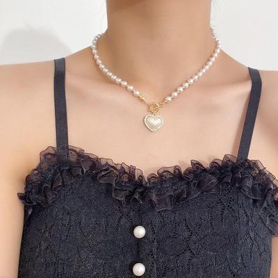 Pearl Neck Chain Niche Design Sense Mermaid Ji Love Collarbone Chain, High Temperament Sweet Necklace