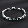 Chuangcan Square Emerald Full Diamond Tennis Bracelet, The Same Hip-Hop Color Zircon Inlaid Bracelet For Men And Women, Trendy Jewelry.