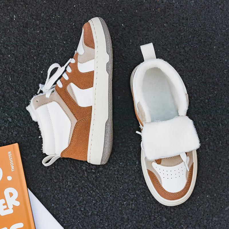 

High-top retro German training women s shoes 2021 winter new inner velvet thickened cold-resistant warm snow cotton shoes board shoes 40