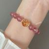Strawberry Quartz & Yellow Crystal Gold Bracelet - Elegant Whitening Style