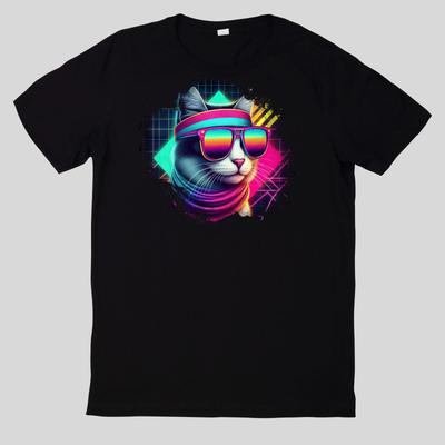 T-Shirt Aquarell Retro coole KatzenWird in neuem Fenster oder Tab geöffnet