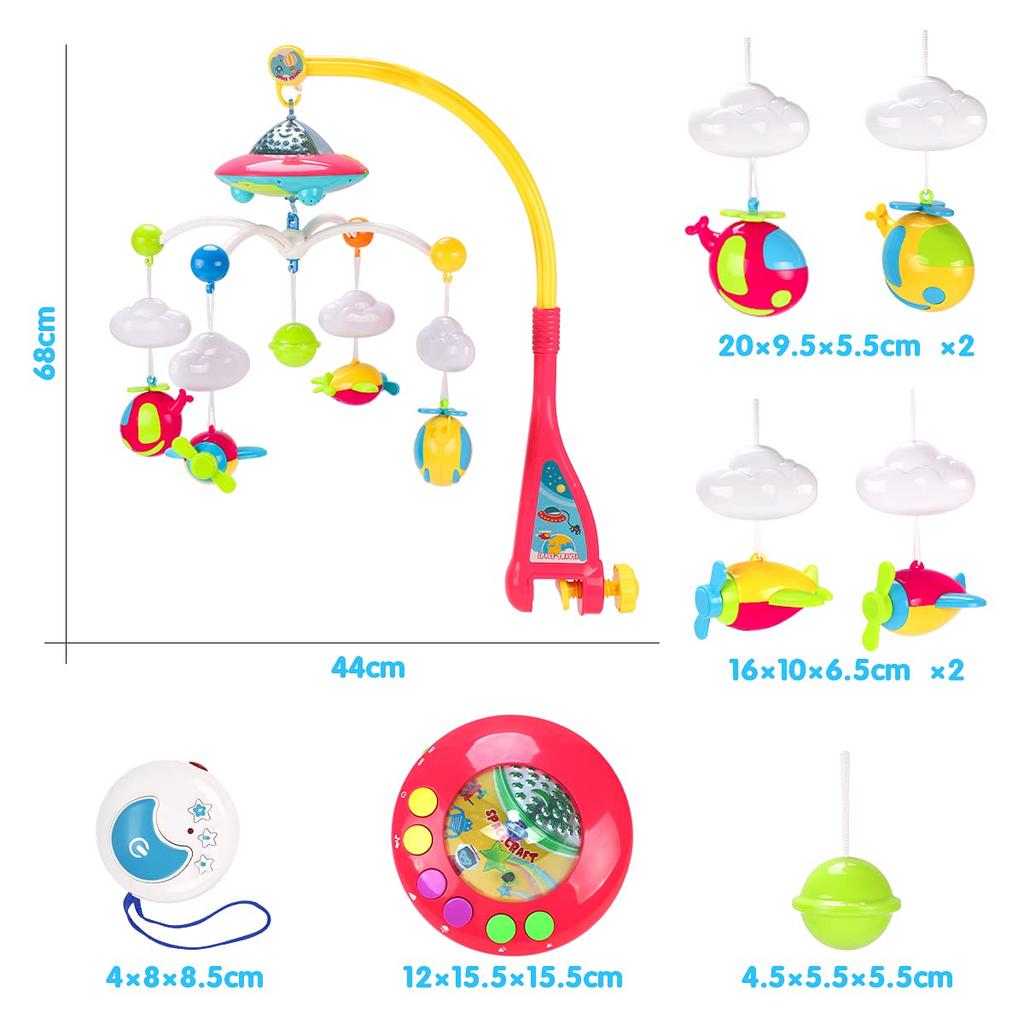 KaeKid Crib Music 108 Remote Educational Toy for Babies Year Newborn Crib Toddler Baby Boys and Girls Mobile, Box, 360-Degree Rotation, Songs,