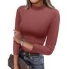 Damen Slim Bottom T-Shirt Mode Lässig Rundhals Pullover 3/4 Ärmel Top