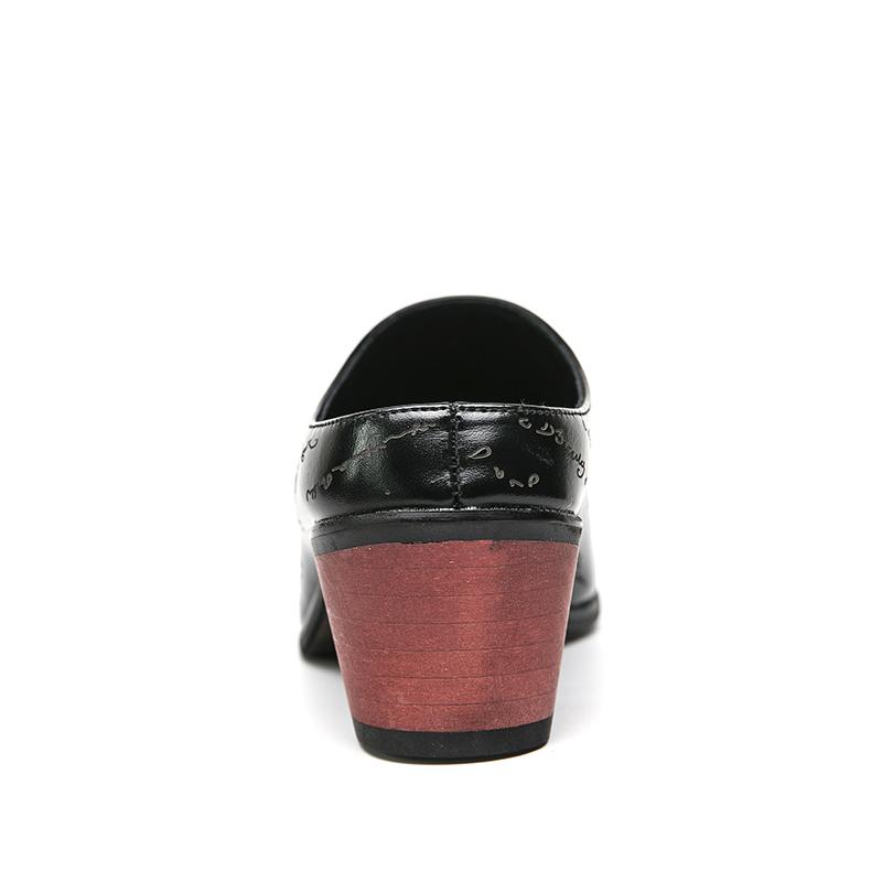 Sommer Herre Halvsko Høyhæl Mules Sandaler Tøfler Mann Loafers Fritidssko Lær