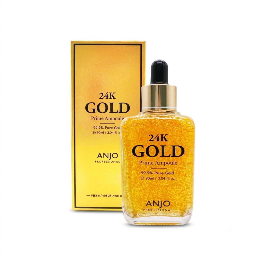 ANJO 24K Gold Prime Ampoule, Hydrating Facial Serum, 90ml – Luxury Gold Infused Hydrating Serum