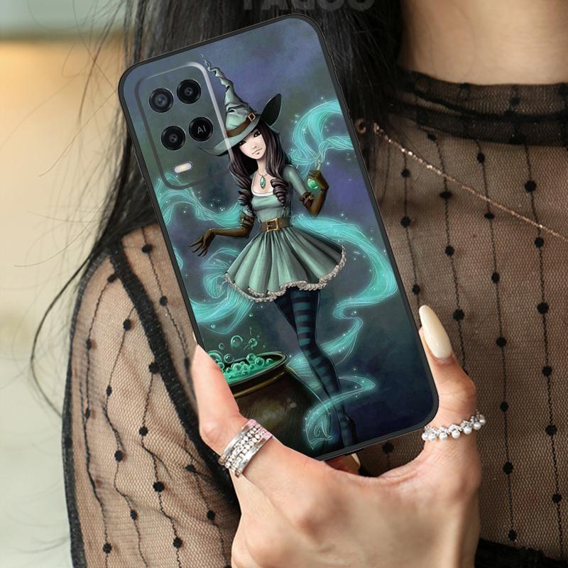 Halloween Moon Witch Horror Case For Oppo A5 Pro A15 A17 A57 A77 A18 A38 A58 A78 A98 A94 A74 A54 A40 A60 A80 A96 A76 A16