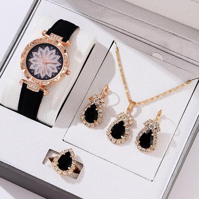 5pcs Set Watches Women Leather Band Ladies Watch Simple Casual Women's WristWatch Bracelet Gift Montre Femme(No Box)