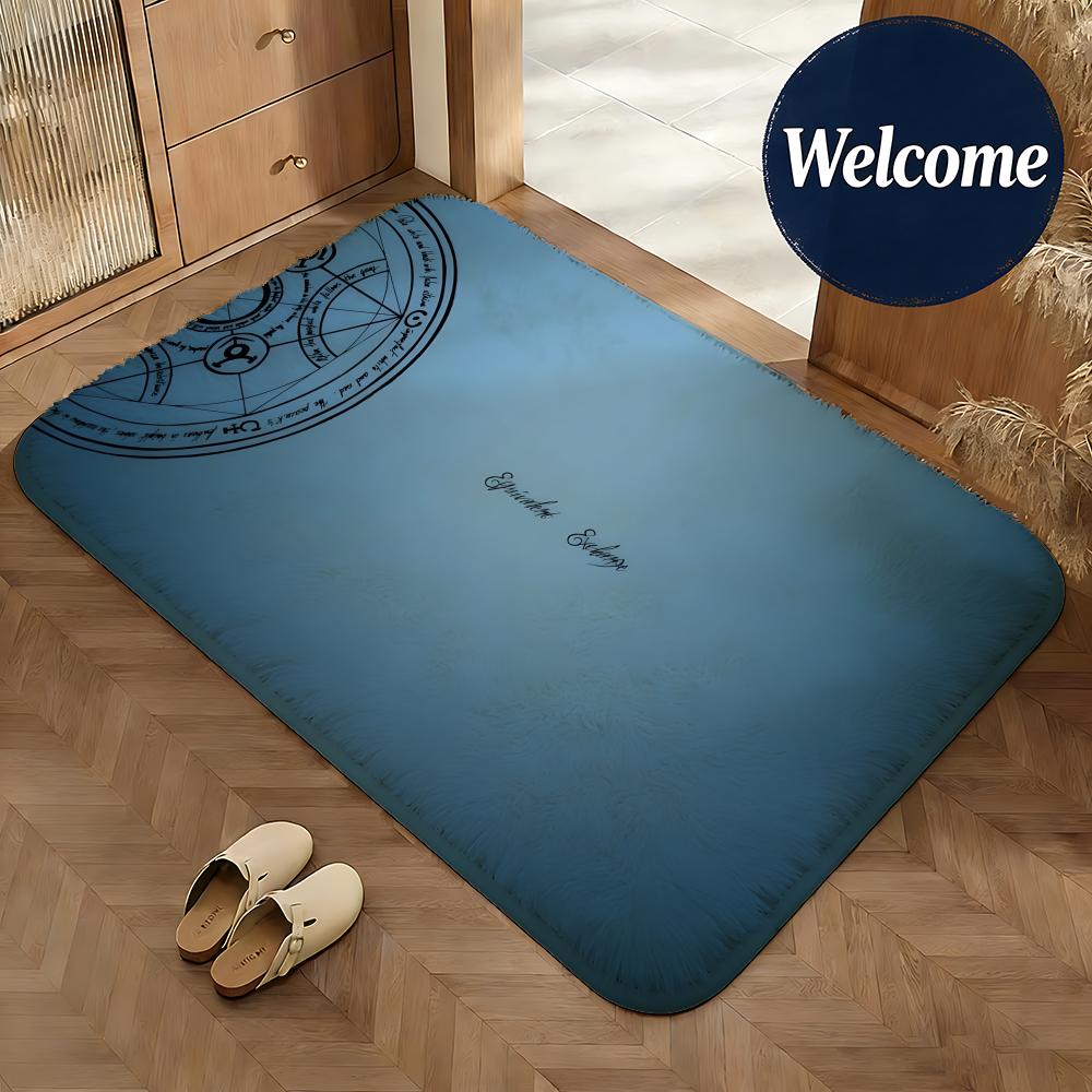 Soft Flannel Floor Mat Anime Fullmetal Alchemist Floor Mat Non-Slip Absorbent Doormat Bathroom Bedroom Home Decor Rug