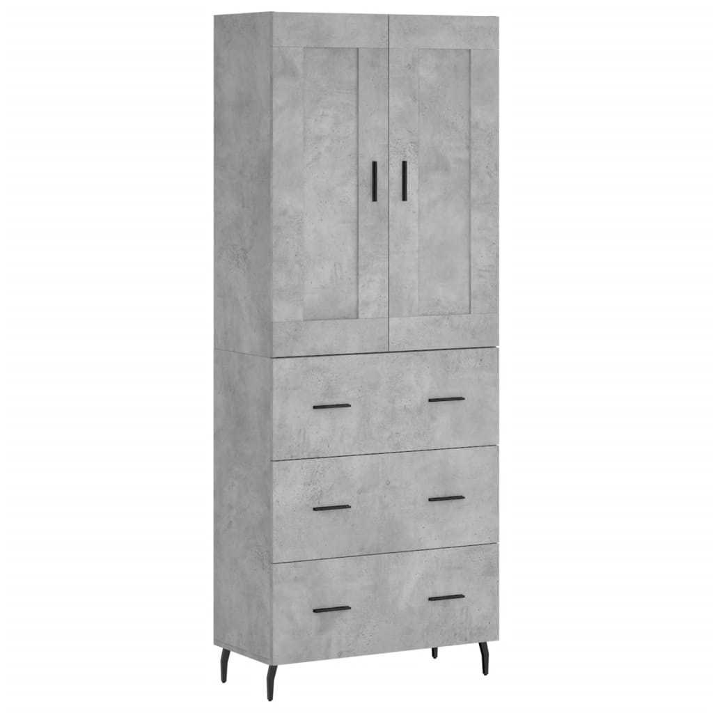 Highboard Betongrijs 69,5 x 34 x 180 cm Spaanplaat