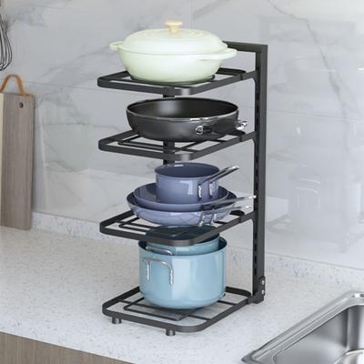 Yousheng Multi-Layer Pot Storage Rack Strong Load-bearing Hollow Design Adjustable Cabinet Under-Sink Pan Rack Cookware Holder