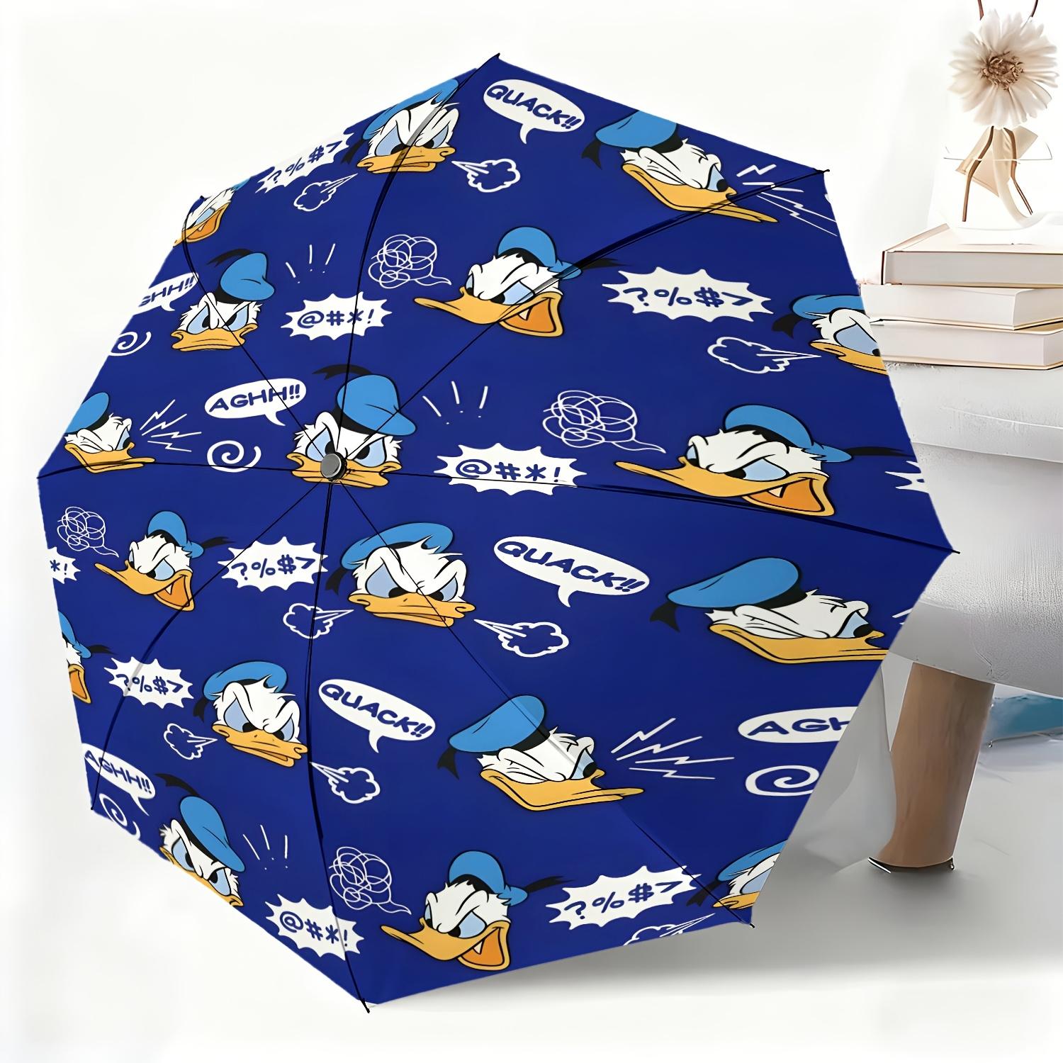 

1pc Umbrella Featuring a Cartoon Design of Donald Duck, a Fully Automatic Umbrella Suitable for All Occasions, a Portable Fold (as the picture,Iron&8K)