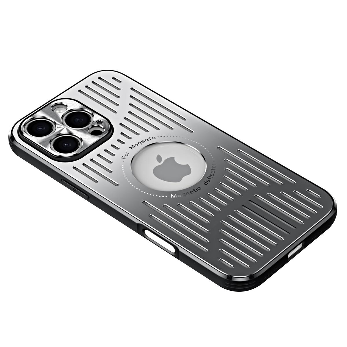 

For iPhone 16 Pro Case Back Hollow Heat Dissipation Aluminum Alloy Phone Cover Silver