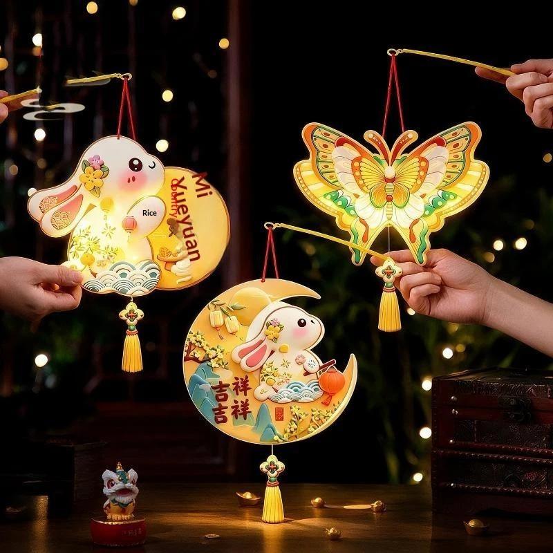 Niedliche DIY Tier Cartoon Papierlaterne Tragbare Handheld Bastelarbeit für 2026 Chinesisches Neujahr Mittherbstfest Kinder Schulaktivität Requisiten