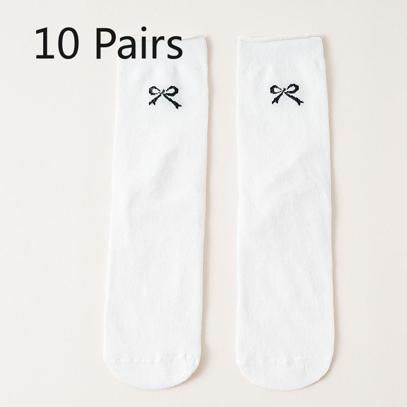 10 Pairs of Female Autumn Lovely Bow Month In The Tube Pile Socks