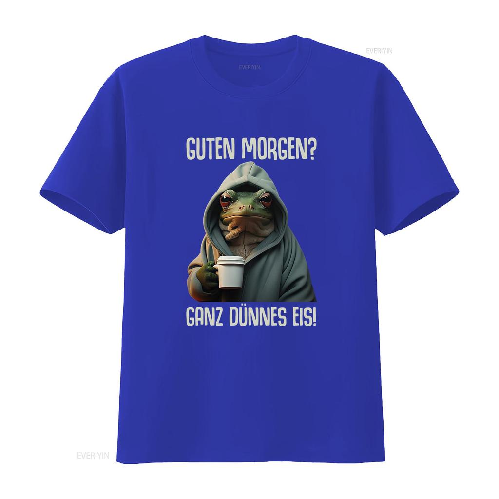 Good Morning Guten Morgen Funny Frog Coffee Quote T Shirt Premium With Look Design vintage Washed Stretched Casual homme