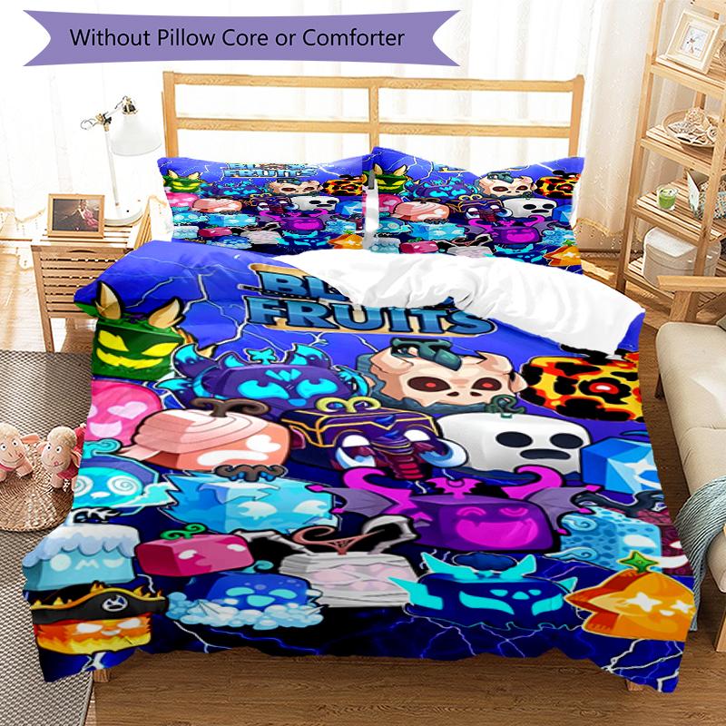 3pcs Blox Fruits Bedding Set Duvet Cover Closure Includes 1 Duvet Cover & 2 Pillowcases, Soft and Comfortable for All Seasons.