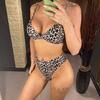 Sexy Leopard Padded Female Swimsuit High Waist Bikini Women Swimwear Two-pieces Bikini Set Bather Bathing Suit Swim Lady
