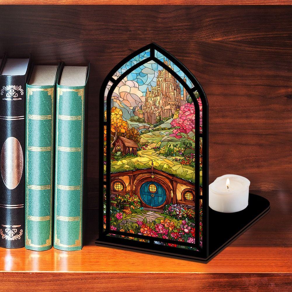 Acrylic Book Nook Gothic Arch Design Light-transmitting Table Setting Candle Holder  Home Decor