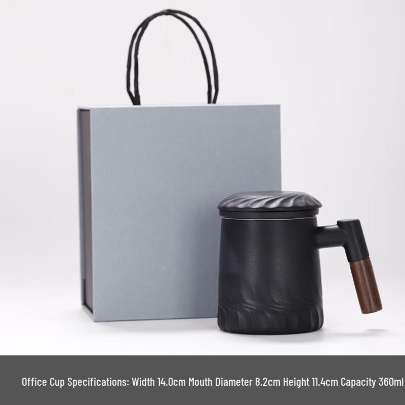 Chaxun Dark Green Ceramic Tea Mug with Lid & Infuser