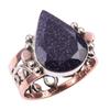 Natural Blue Sunstone Gemstone 925 Sterling Silver TwoTone Gift Ring S.6 m6b62