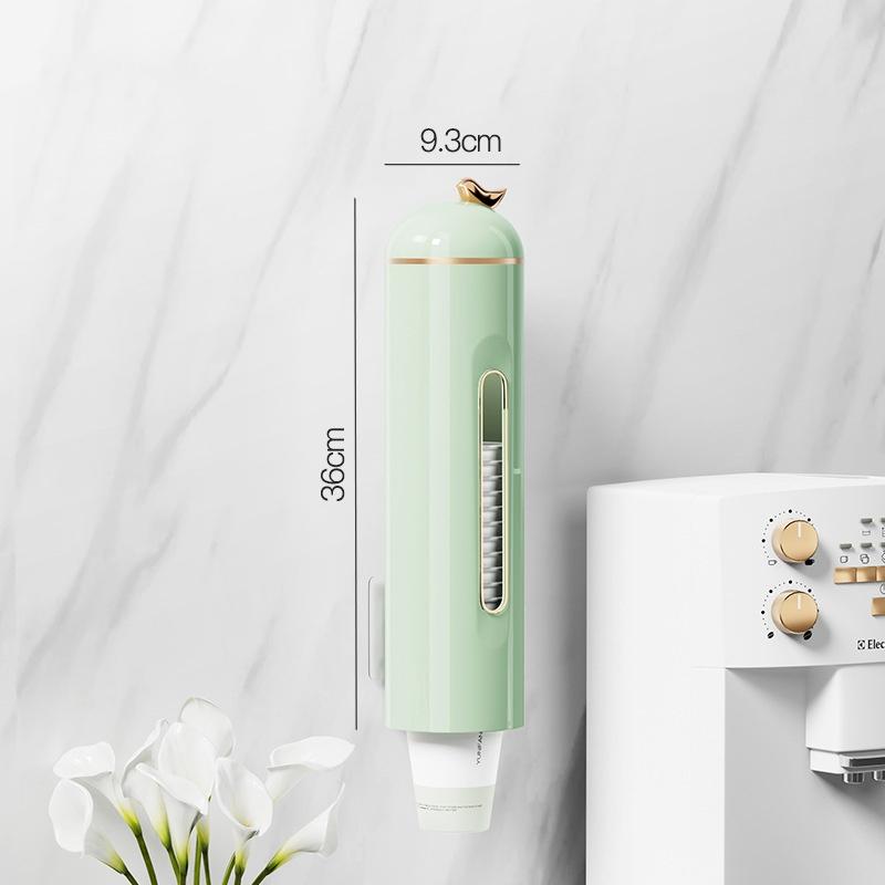 

Чашки з плоским дном Підстаканник для диспенсера води Стелаж для зберігання Диспенсер для чашок Пилонепроникний настінний для домашнього офісу зелений