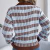 Women's Round Neck Vintage Striped  Long Sleeve Pullover Sweater